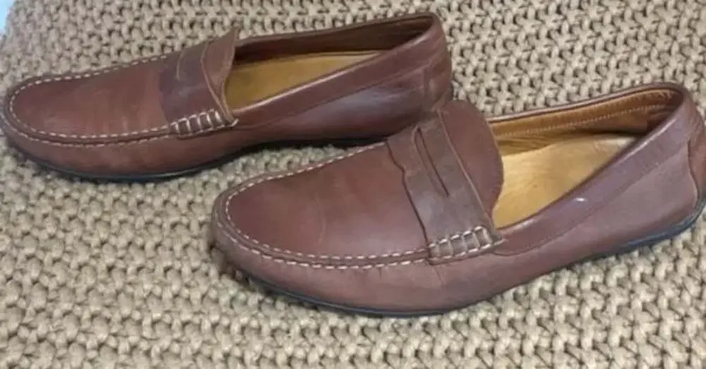 osten heel brown leather penny driver loafers size 10